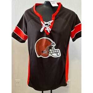 Cleveland Browns Women's Athena Lace-Up Top - Brown Size Small New